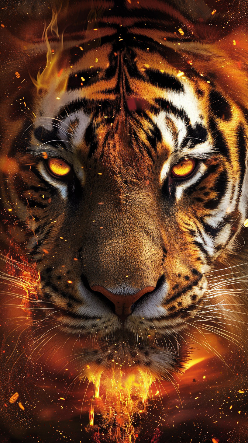 High-Quality Fire Tiger Image for Mobile Download