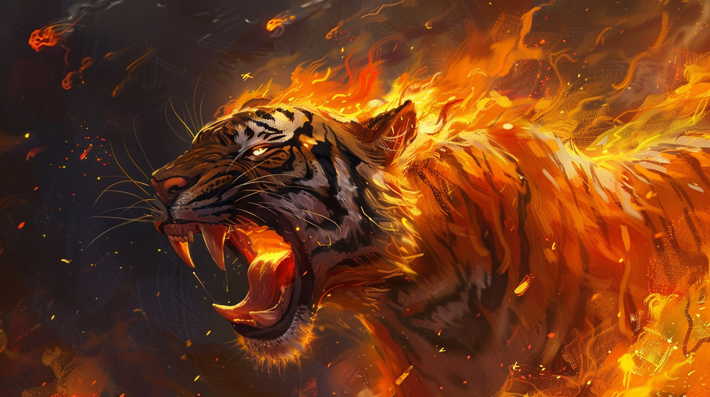 Pictures of an Angry Fire Tiger in Ultra HD