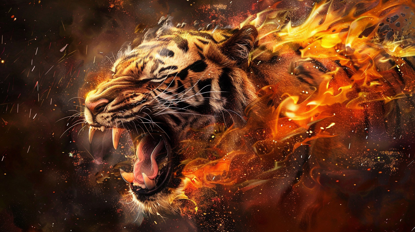 8K Angry Fire Tiger HD Pics for Your PC