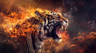 Angry Fire Tiger Wallpaper - Stunning HD Digital Background