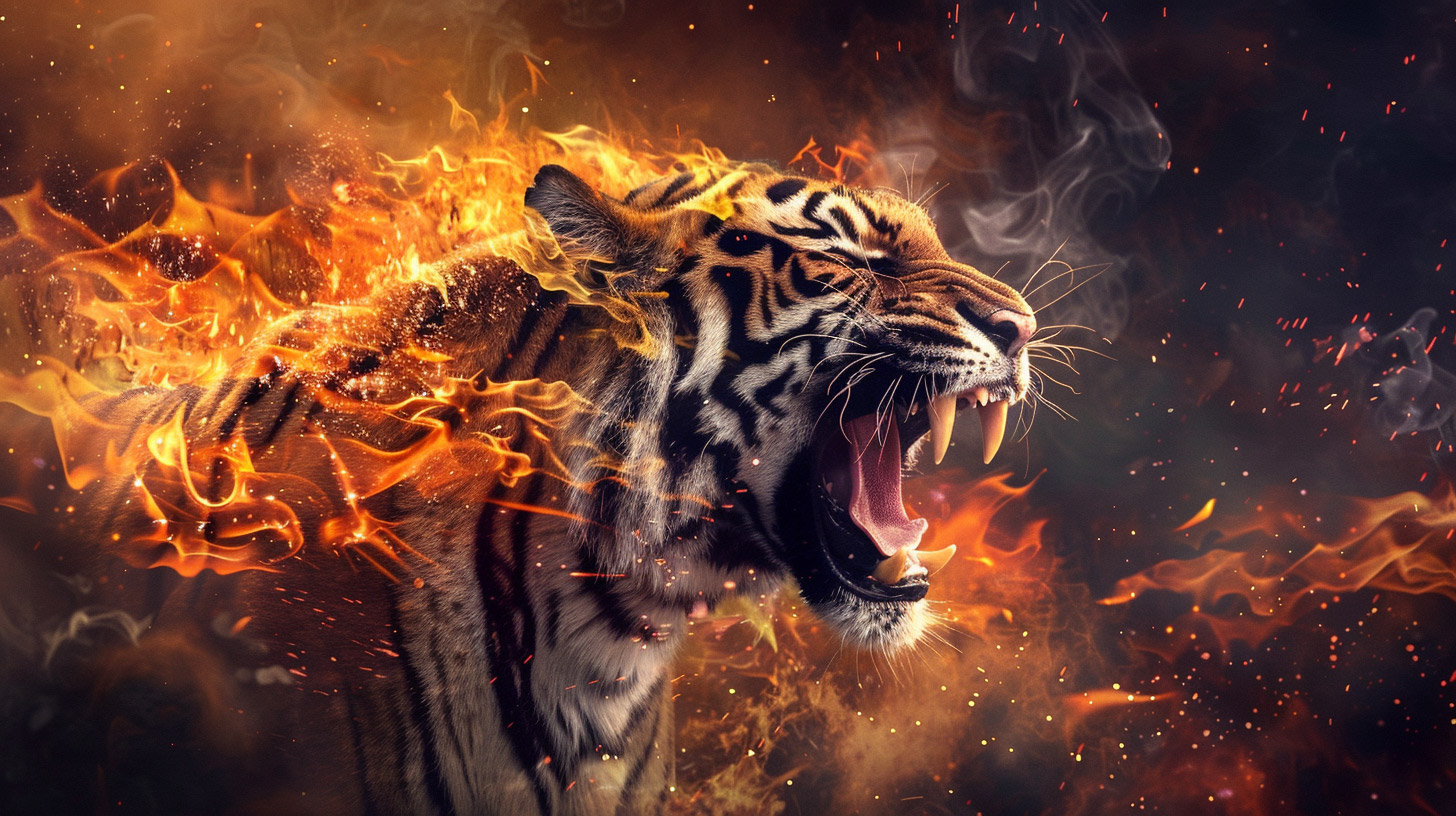 Angry Fire Tiger Wallpaper - Stunning HD Digital Background