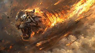 Stunning 4K Angry Fire Tiger Stock Photos