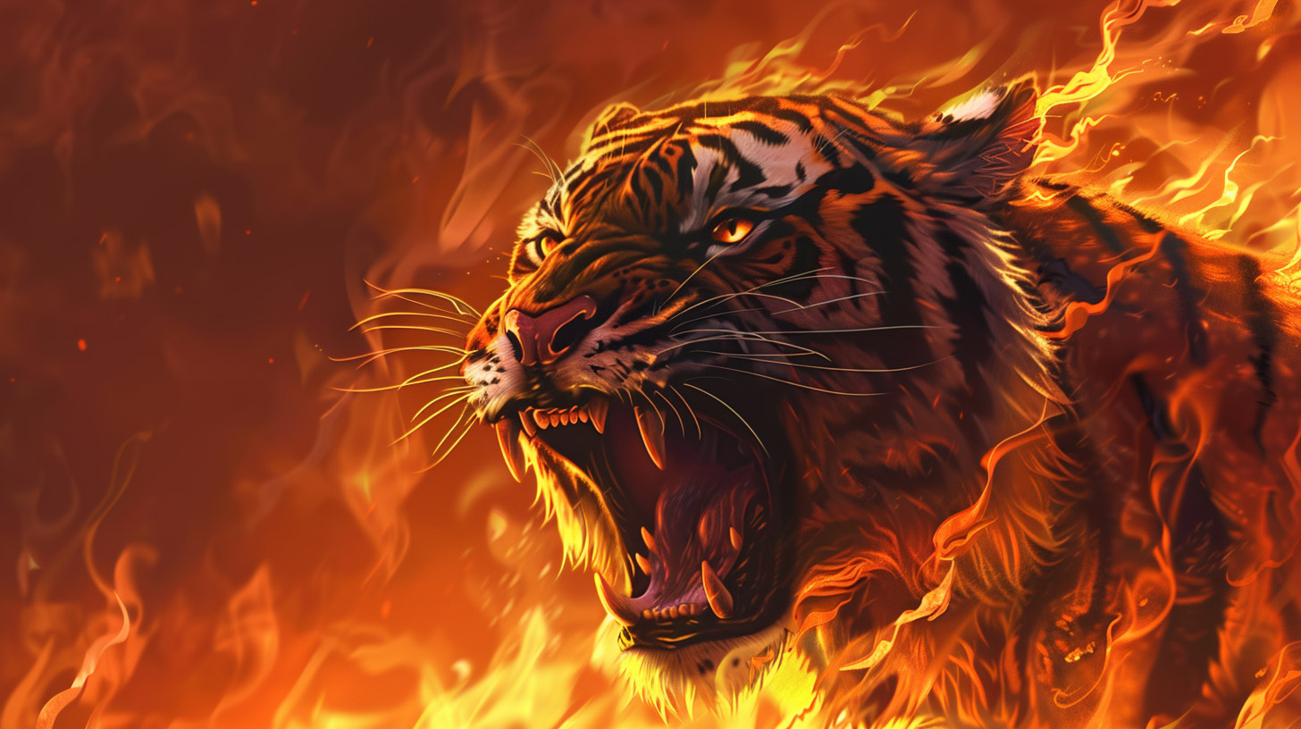 Breathtaking 16:9 Angry Fire Tiger Wallpapers