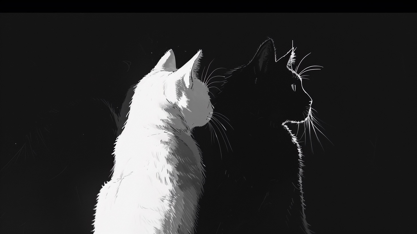 1920x1080 Anime Black and White Cat Images for Download