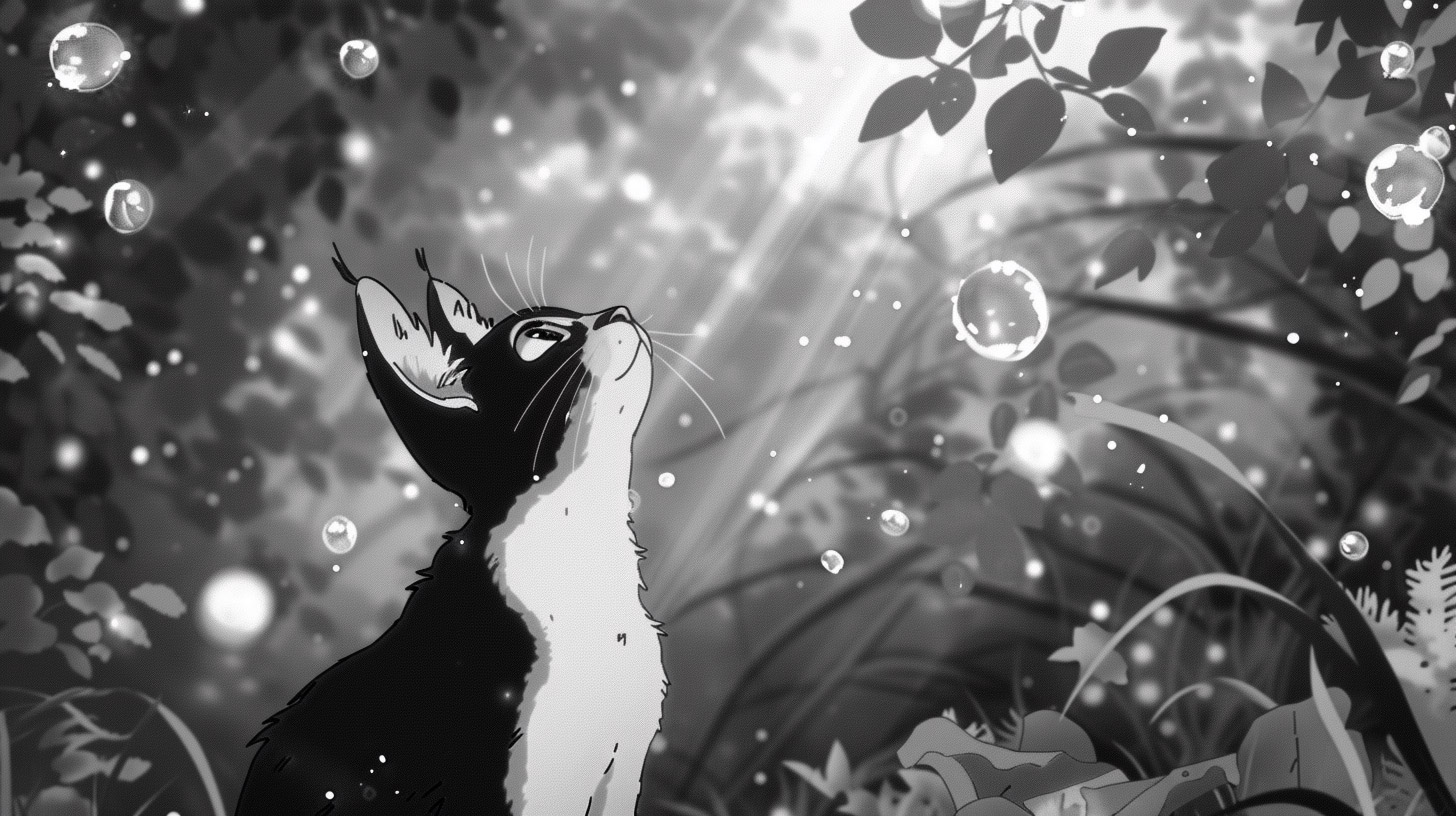 Stock Photos of Black and White Anime Cat Images