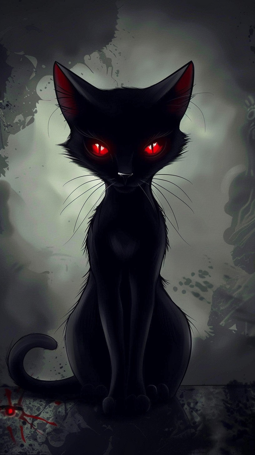 Charming Anime Black Cat Mobile Backgrounds for Devices