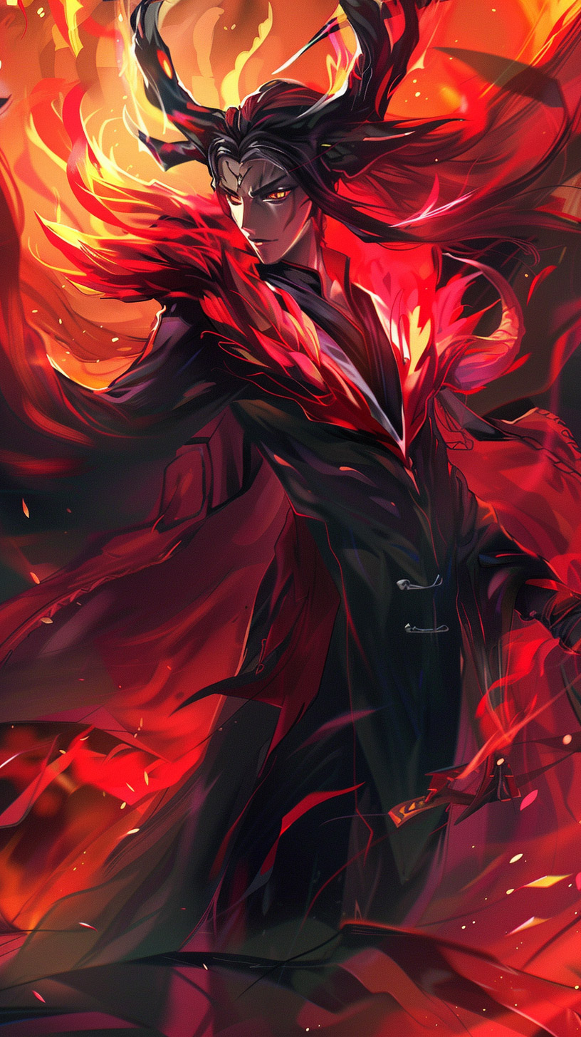 Epic Digital Backgrounds Featuring Anime Demons for Phones