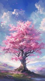 anime sakura tree mobile wallpaper for iPhone and Android