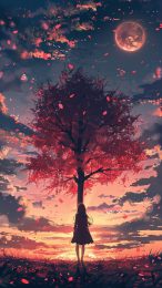 download stunning sakura tree night pictures for iPhone