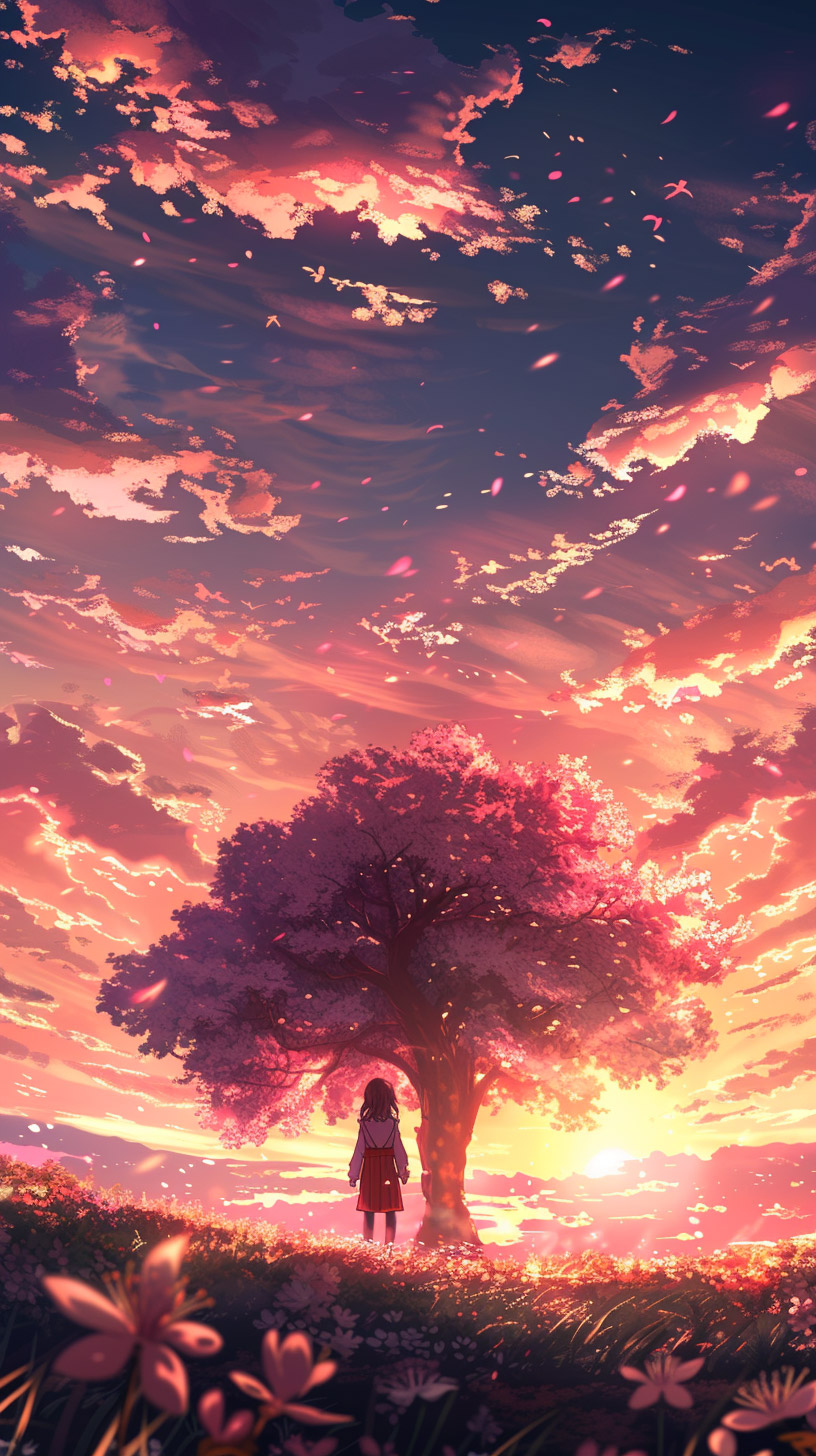 vibrant sakura tree night photos for a calming aesthetic