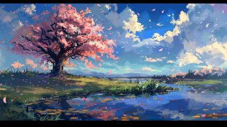 Anime Sakura Tree: Gorgeous Free HD Background Images