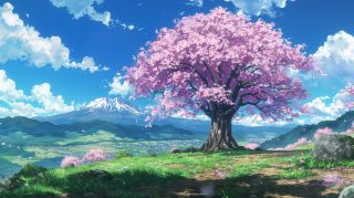 Beautiful Anime Sakura Tree: Desktop Backgrounds to Download