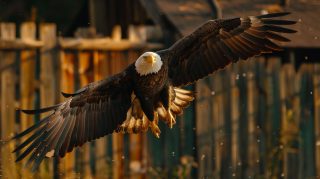 Epic AI Wallpaper Featuring Bald Eagle with Flag