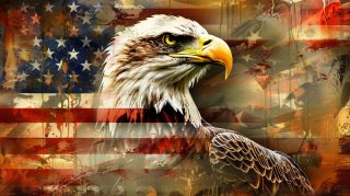 Bald Eagle with American Flag HD Wallpaper for Desktop