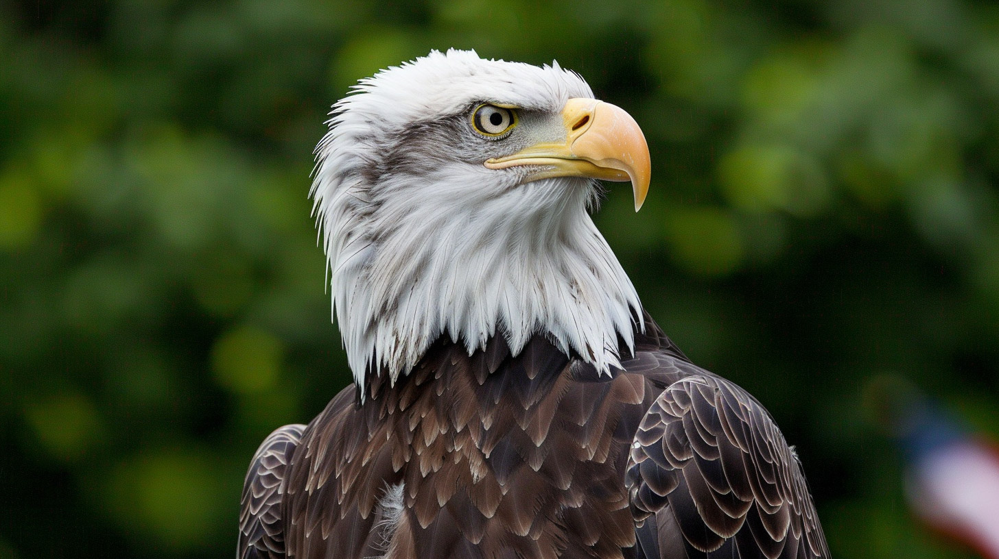 Free Ultra HD Wallpaper of Bald Eagle and Flag