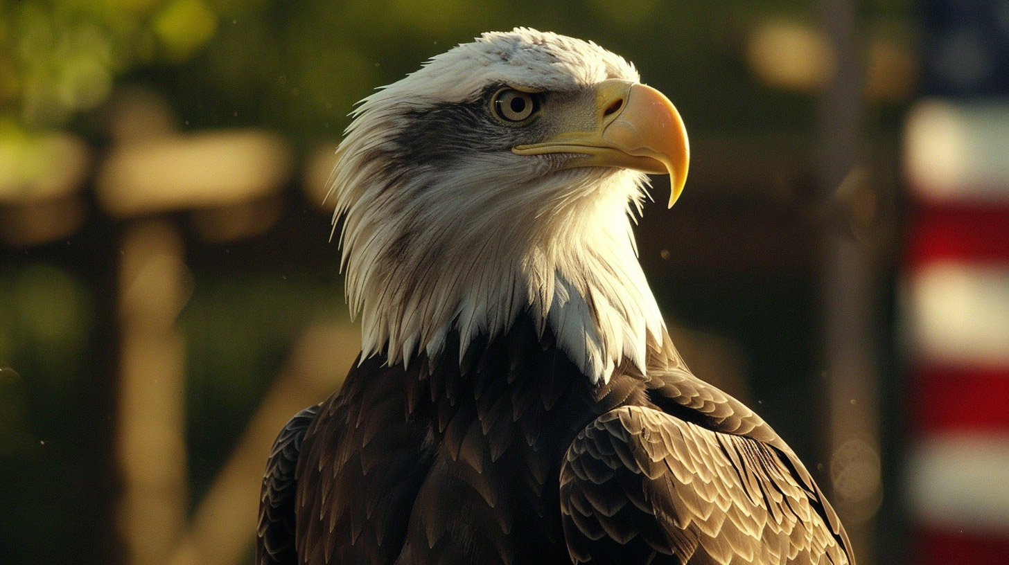 American Flag Digital Background with Bald Eagle