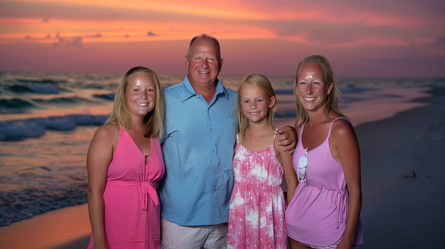 Stunning AI photo: Beach Sunset Family Moments