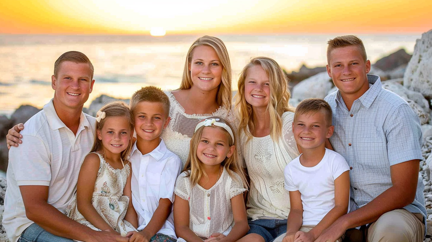 1920x1080 HD photo: Family at Beach Sunset