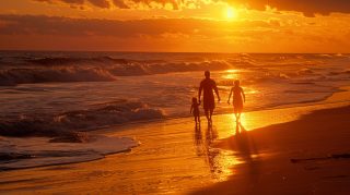 Free Wallpaper: Cool Family Moments at Beach Sunset