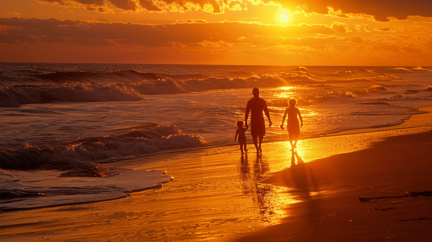 Free image: Cool Family Moments at Beach Sunset