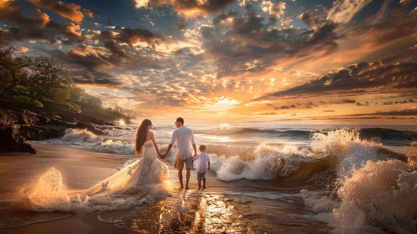 AI Wallpaper: Beach Sunset Family Gathering HD