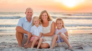 Pictures of a Family Sunset at the Beach