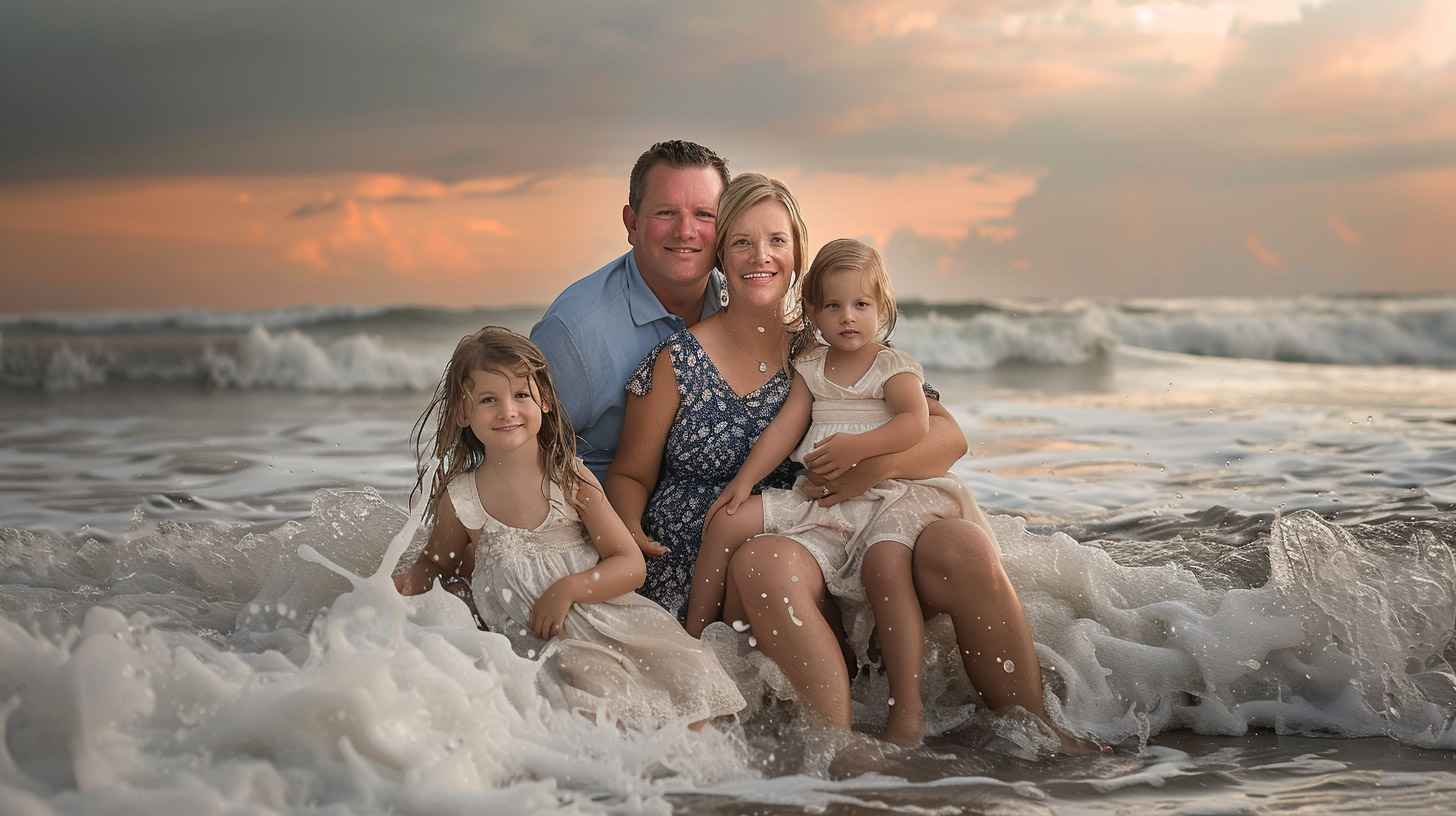 Cool Family Photo: 16:9 Beach Sunset Background