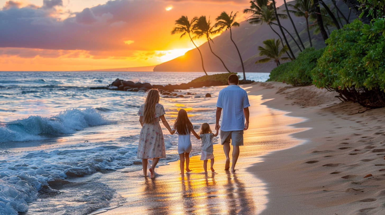 Free Beach Sunset Desktop Background: Family Edition