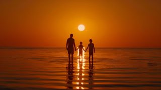 HD Wallpaper for Desktop: Cool Family Beach Sunset