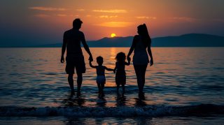 AI Wallpaper: Beach Sunset Family Adventure