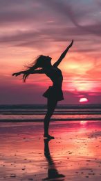 Download Free 9:16 Beach Sunset Gymnastics Image