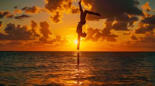 Beach Sunset Gymnastics: Free HD Wallpaper For Desktop