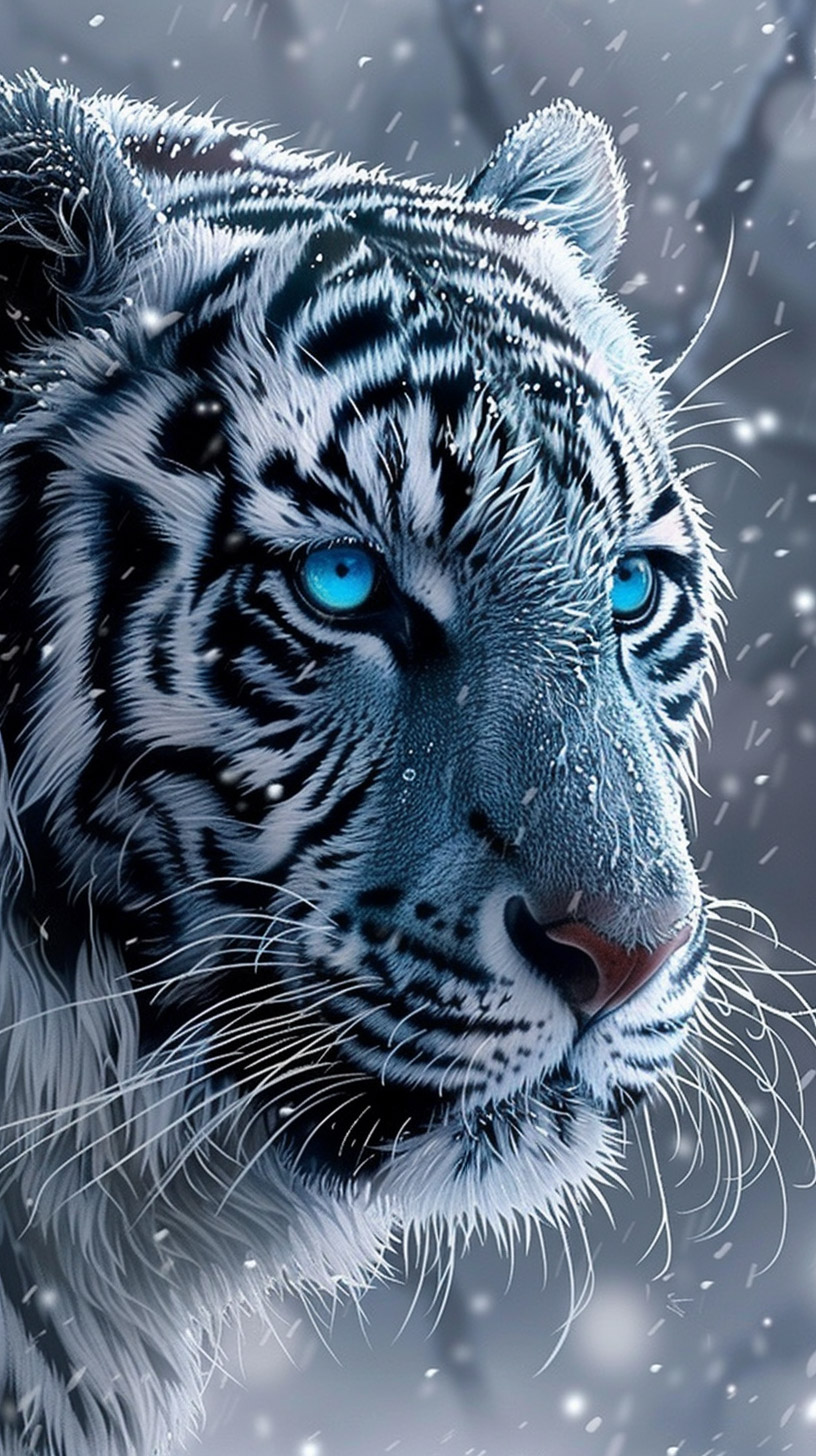 Breathtaking White Tiger Mobile Wallpaper in 9:16 Format