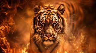 Vibrant Bengal Tiger Fire Photo for Your Desktop