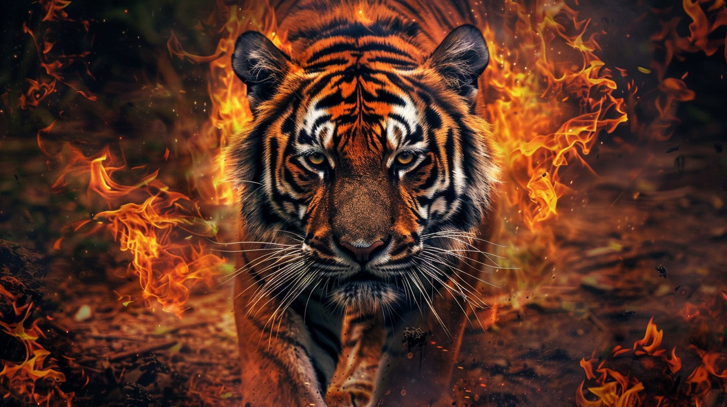 Download Free HD Pics of Bengal Tiger Fire