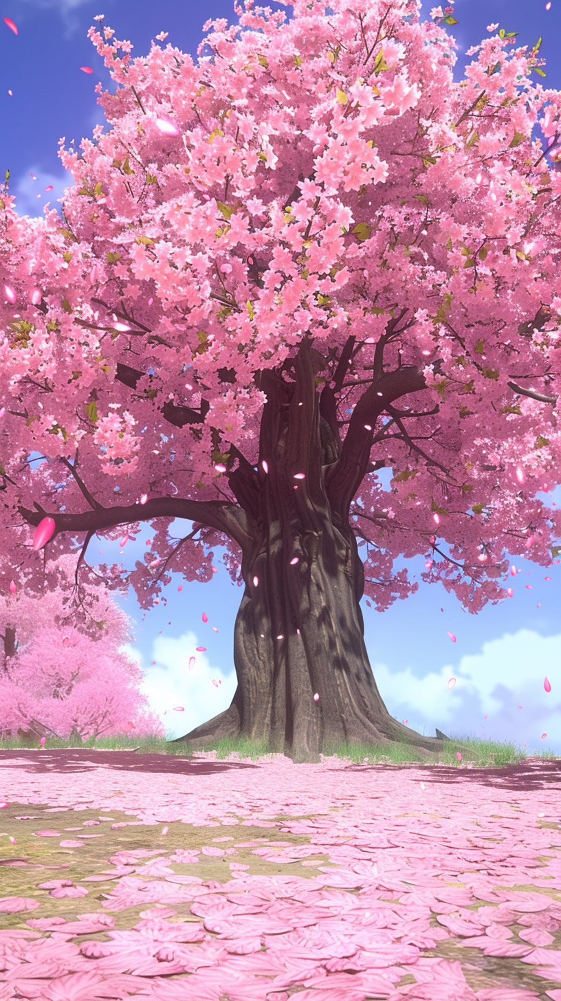 Best AI Sakura Tree Anime Mobile Wallpaper for iPhone