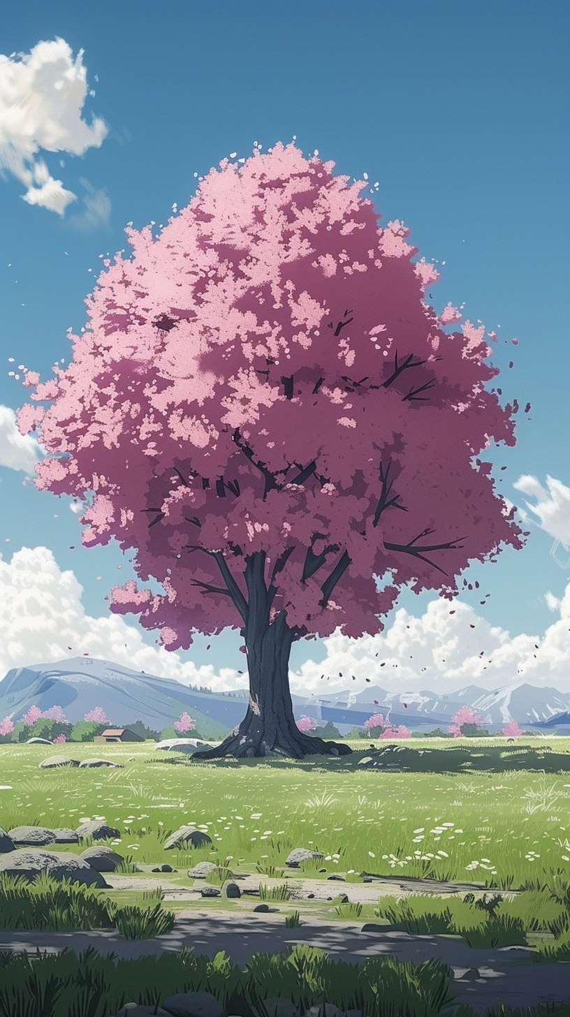 Top Mobile Wallpapers: Sakura Trees in Anime Style