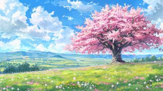 Anime-inspired Sakura Tree Wallpaper: 8k HD Experience