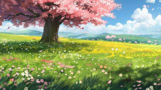 Free Download of HD Sakura Tree Anime Wallpapers