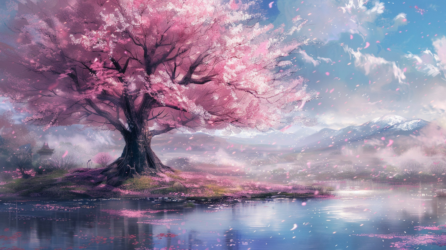 Free AI Wallpaper: Anime Sakura Tree HD Backgrounds