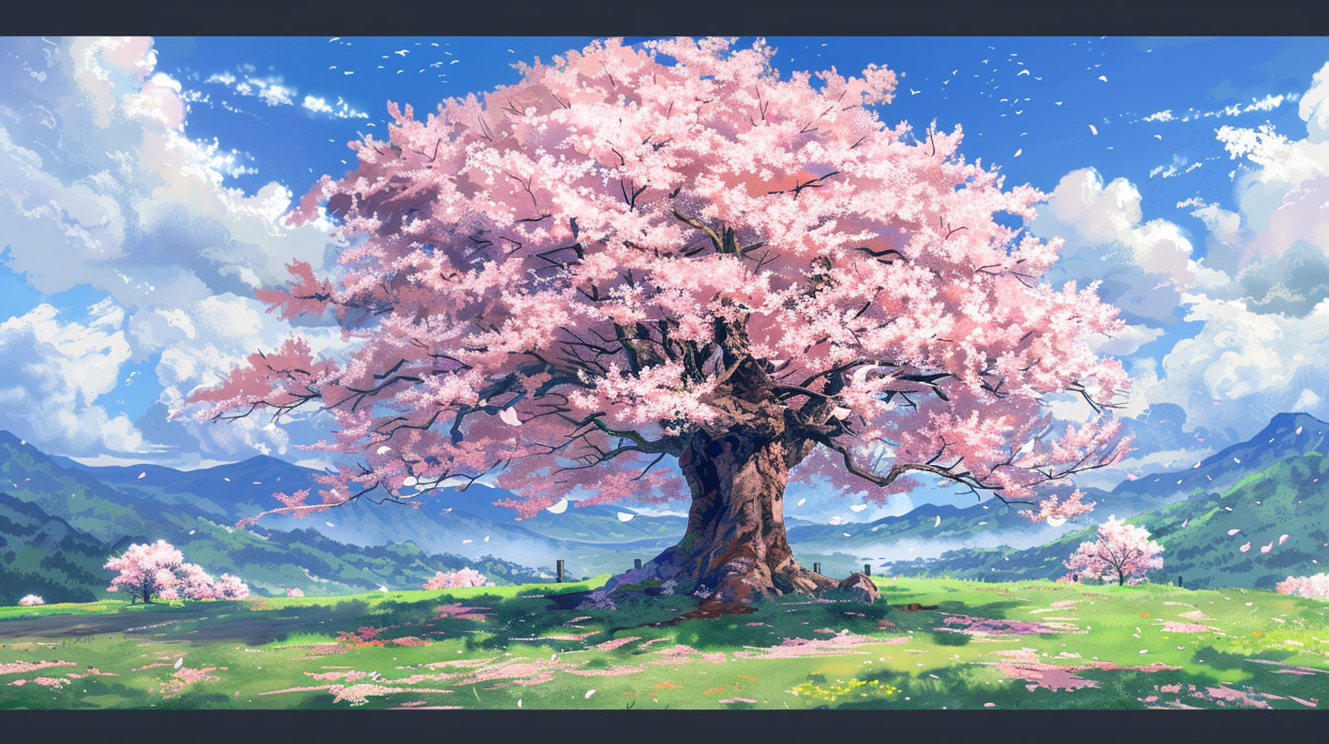 Anime Sakura Tree Wallpaper for 1920x1080 Resolution