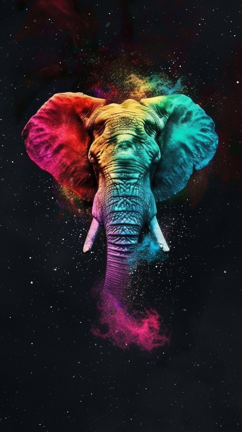 Vibrant Big Elephant Digital Background for Android Devices