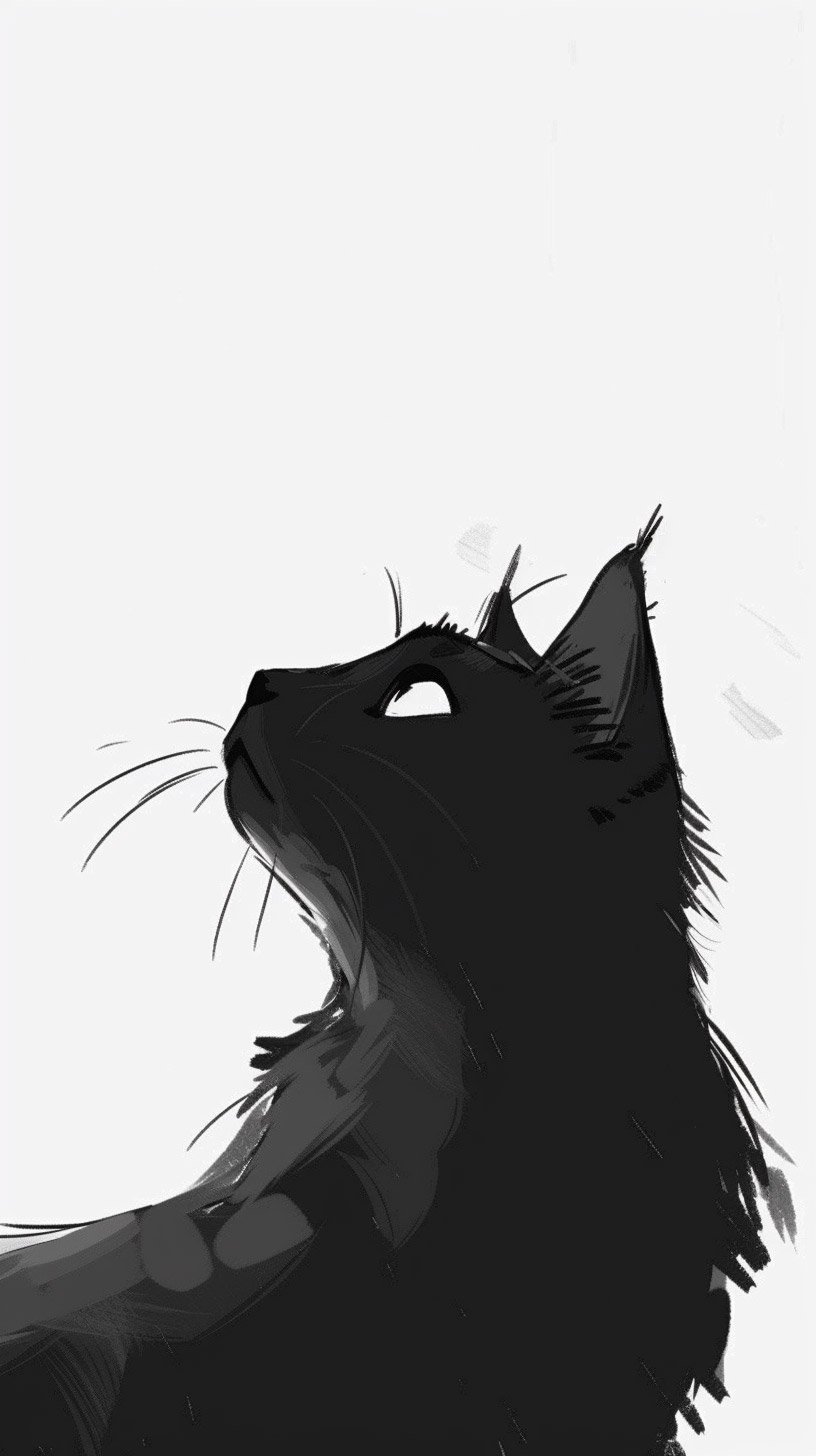 Black and White Cat Aesthetic HD Mobile Wallpaper