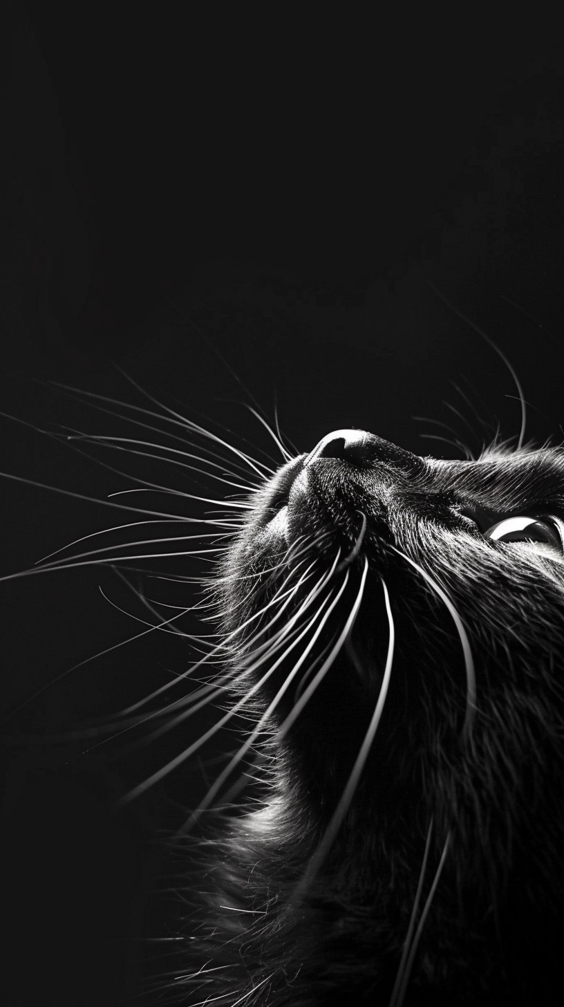 Aesthetic Black and White Cat Wallpaper for Android