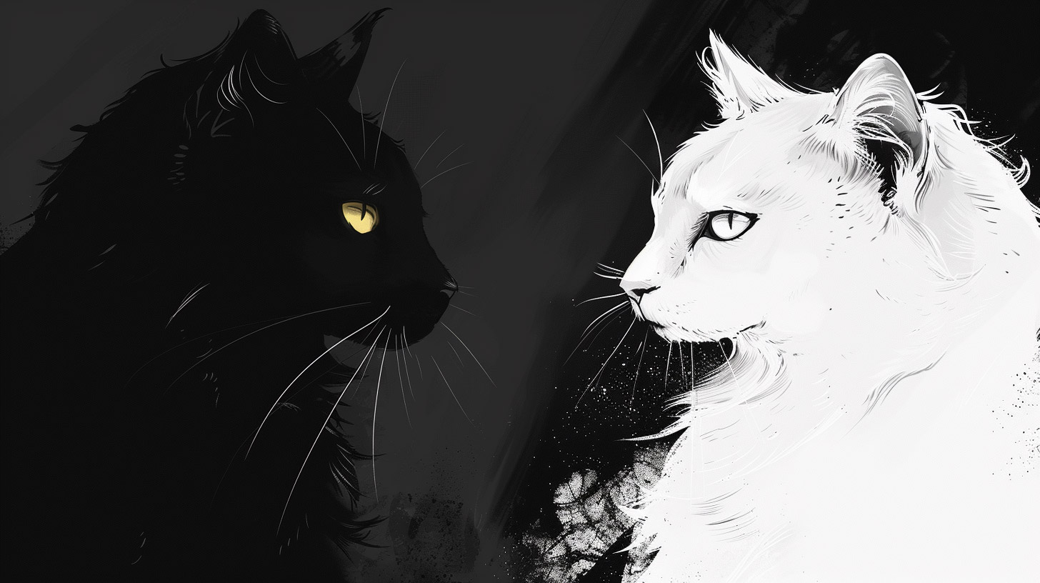 Black and White Cat Aesthetic: Free HD Wallpaper