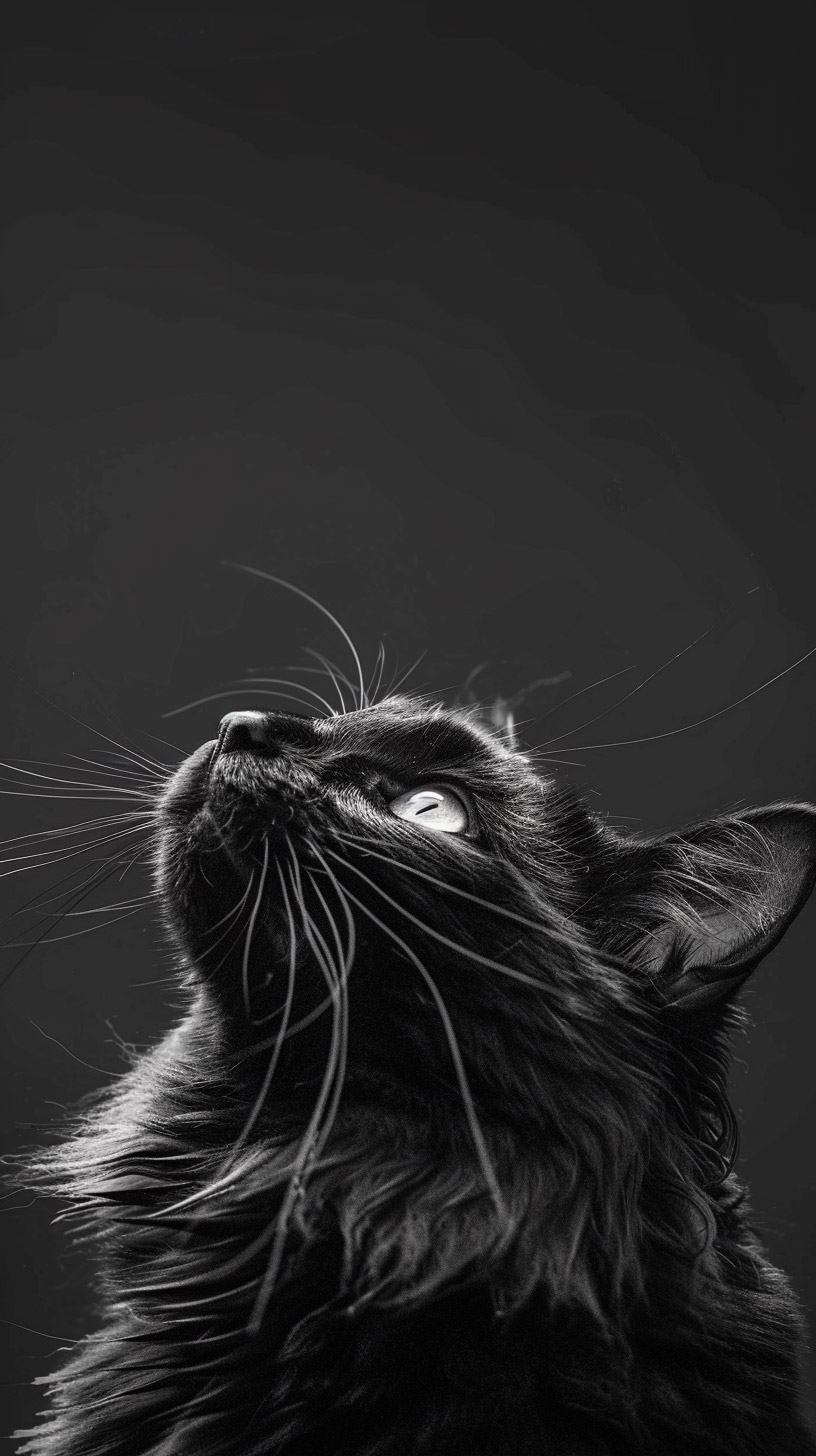 Download Free Black and White Cat Image for iPhone