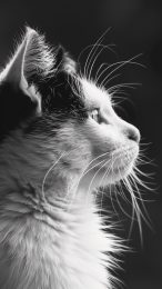 High-Quality Black and White Cat Digital Background