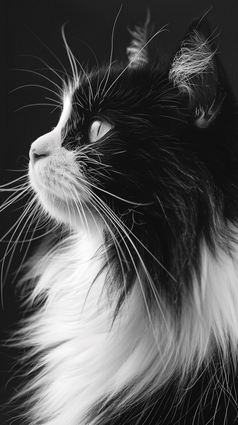 Beautiful Black and White Cat Mobile Wallpaper for Android