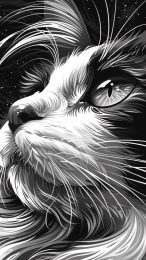 Stunning Black and White Cat Mobile Wallpaper Free Download