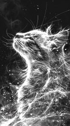 9:16 Aspect Ratio Black and White Cat Mobile Wallpaper